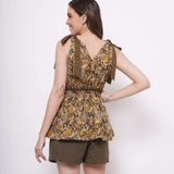 V - Neck Kalamkari Print Top with Shoulder Strap - Western EraTops