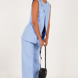 Asymmetric Blue Chambray Co - ord Set - Western Era Co - ord set for women