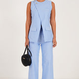 Asymmetric Blue Chambray Co - ord Set - Western Era Co - ord set for women