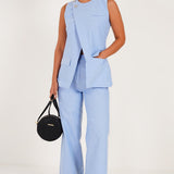 Asymmetric Blue Chambray Co - ord Set - Western Era Co - ord set for women
