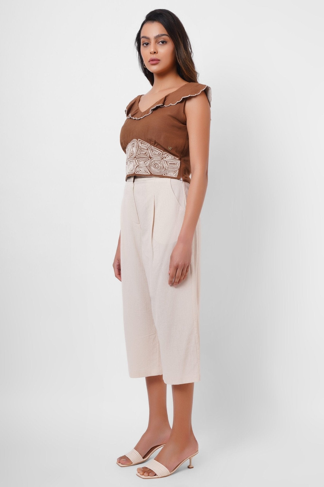 Beig Pleated Trousers - Western Era trousers for women