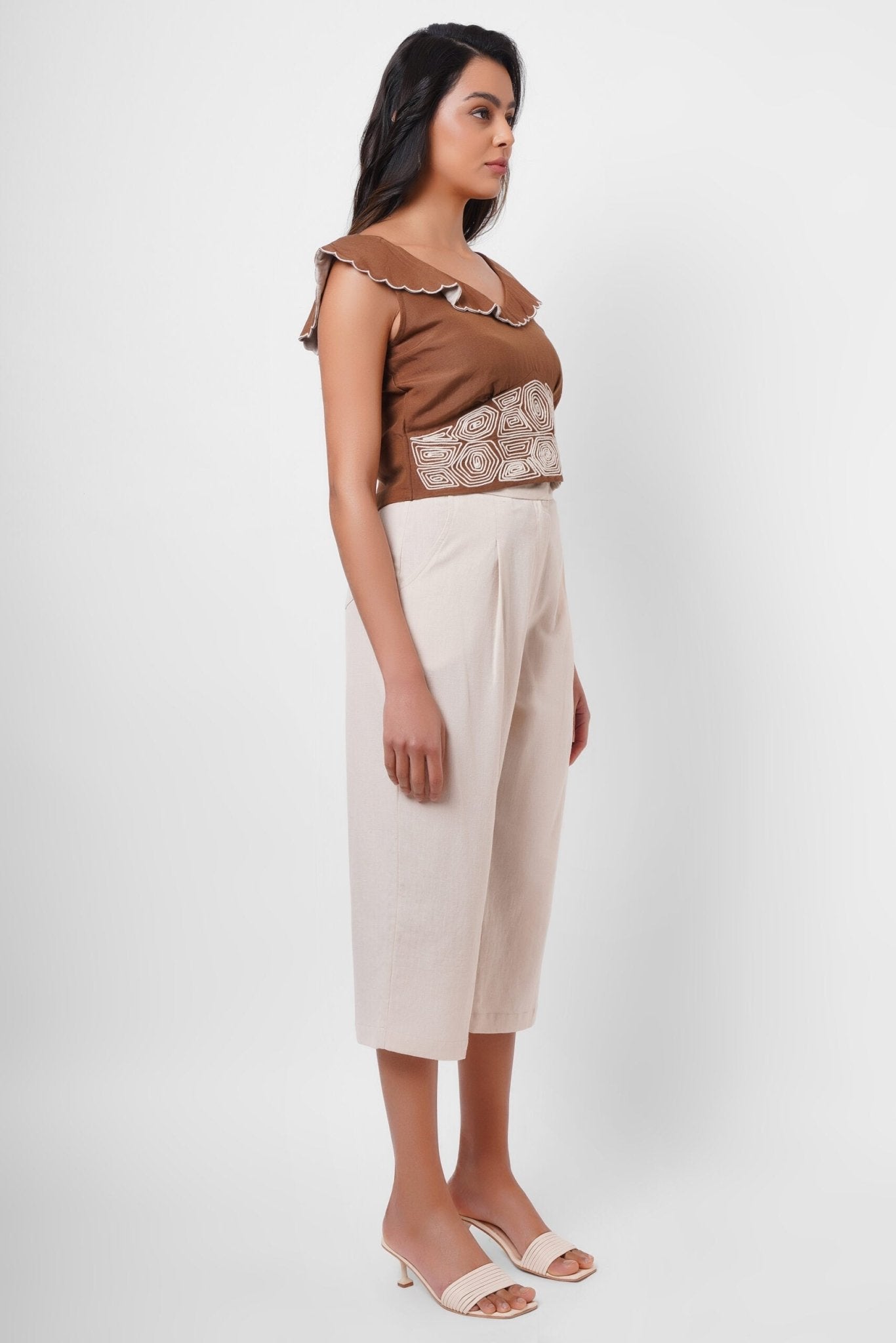 Beig Pleated Trousers - Western Era trousers for women