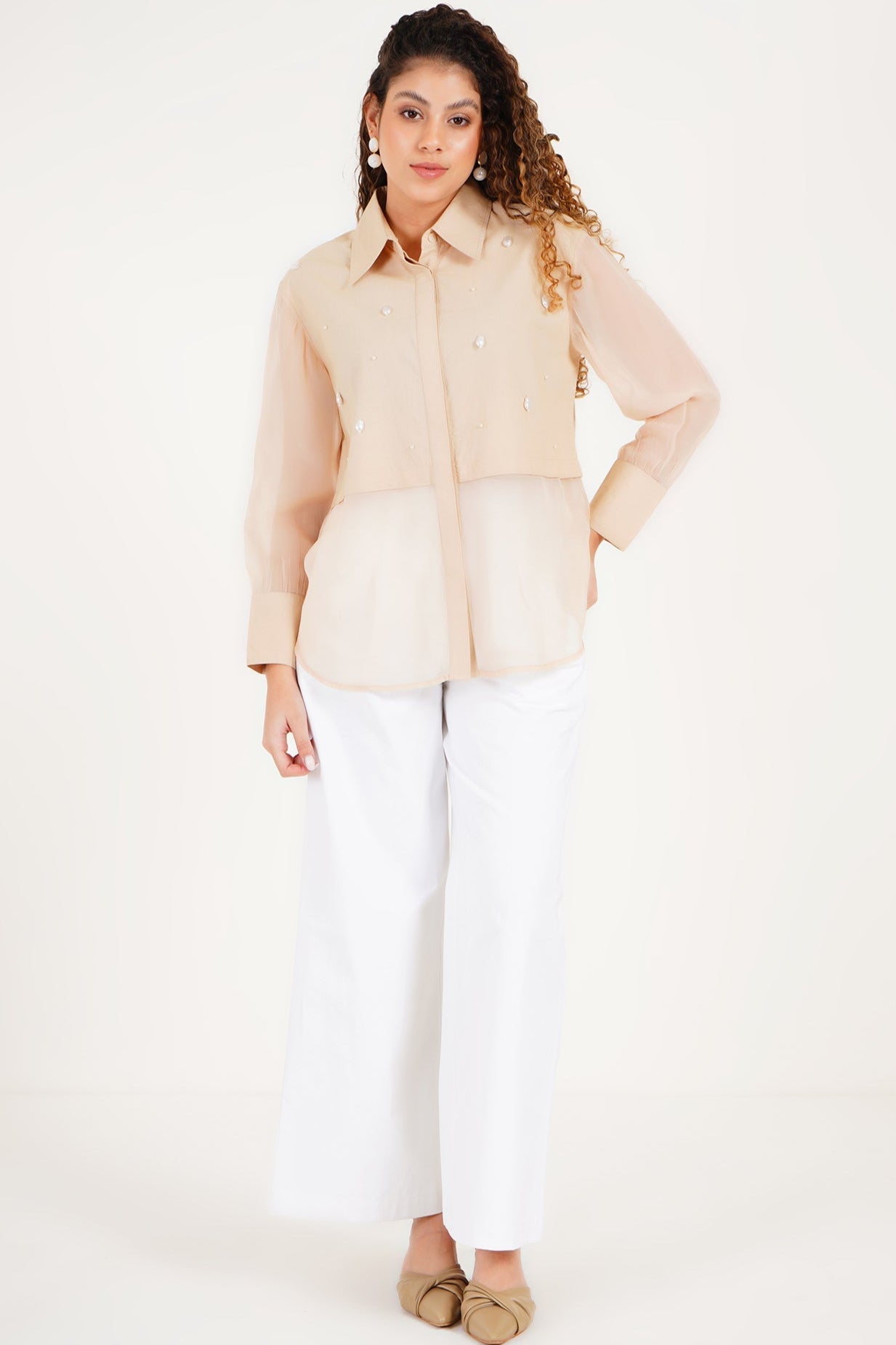 Beige Crystal Shirt - Western Era Tops for women