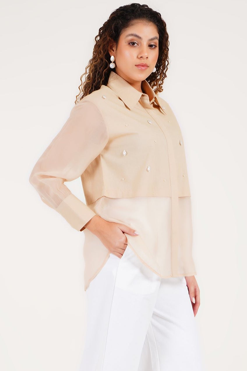 Beige Crystal Shirt - Western Era Tops for women