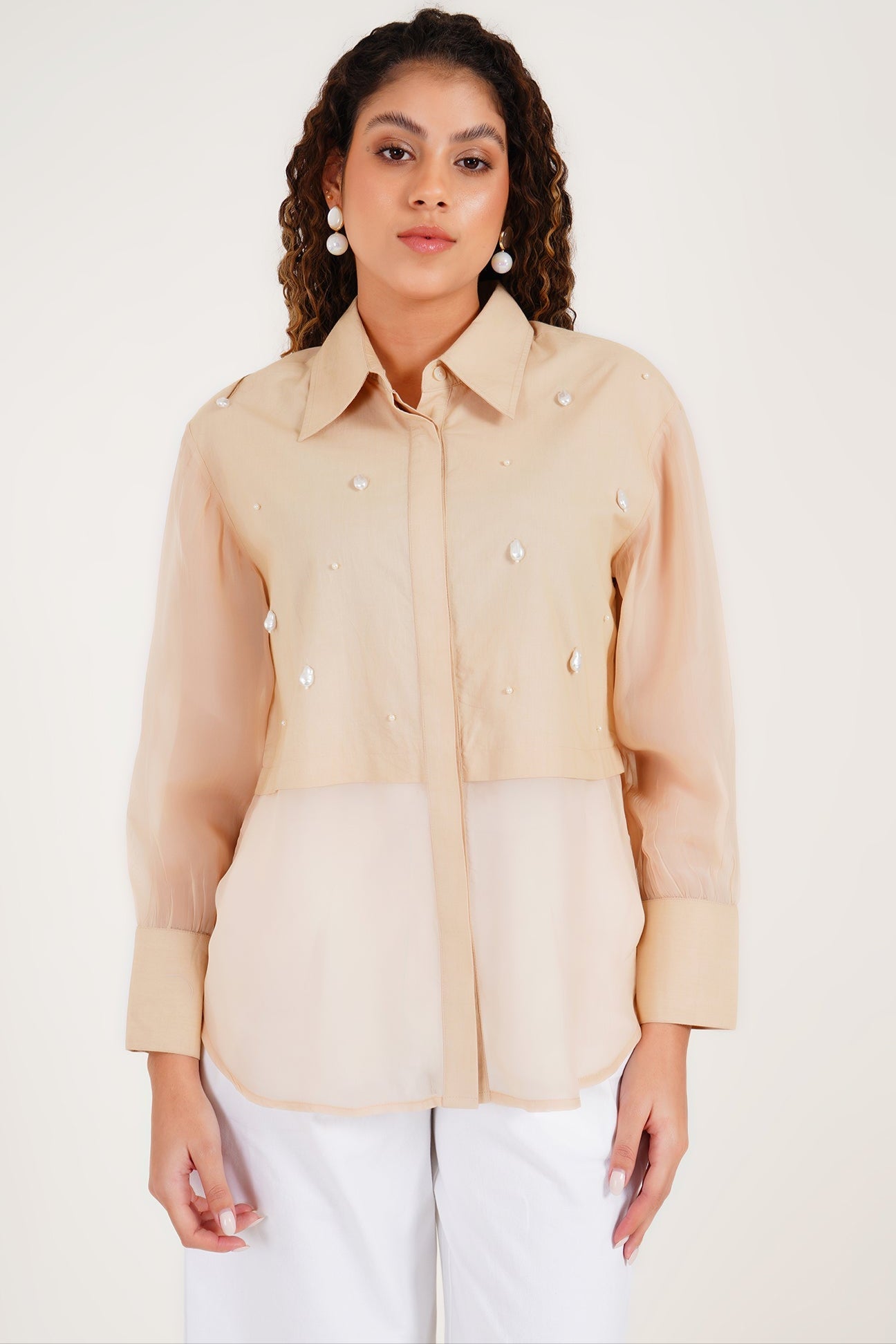 Beige Crystal Shirt - Western Era Tops for women