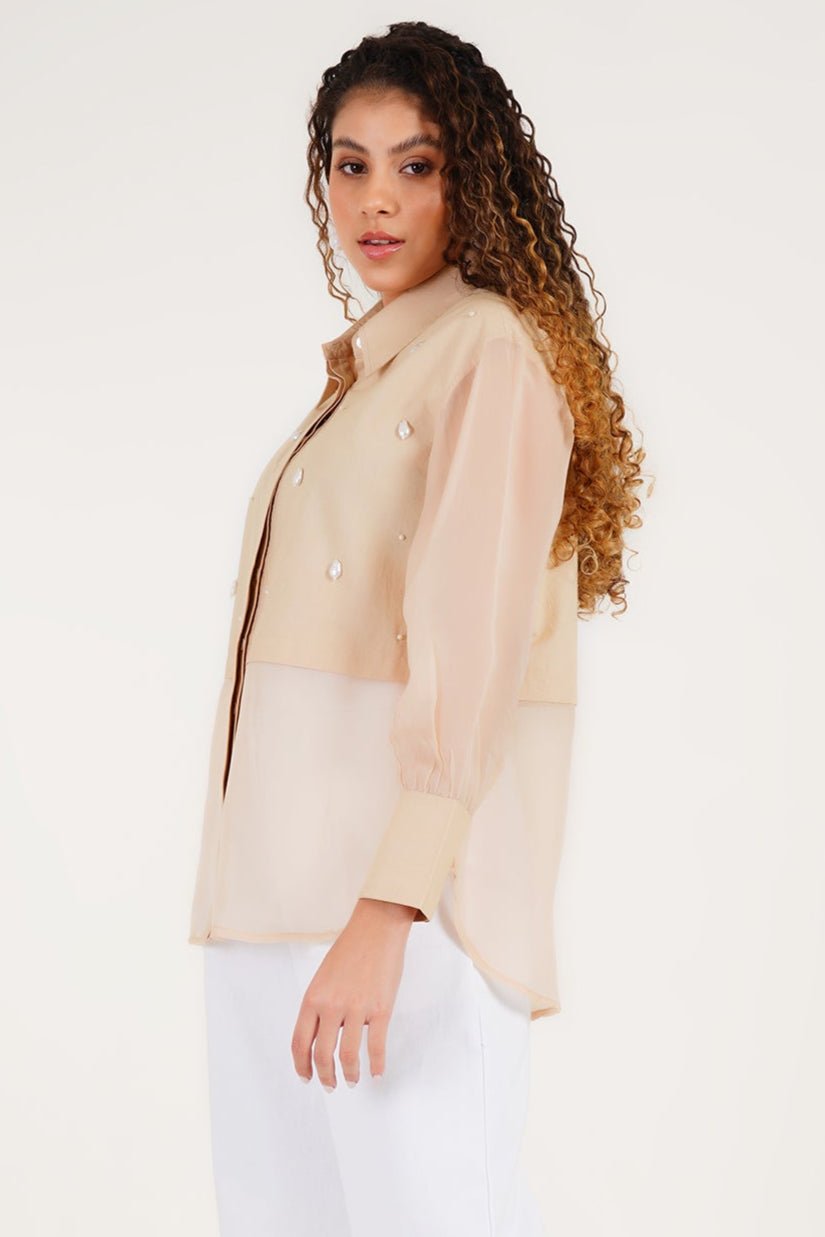 Beige Crystal Shirt - Western Era Tops for women