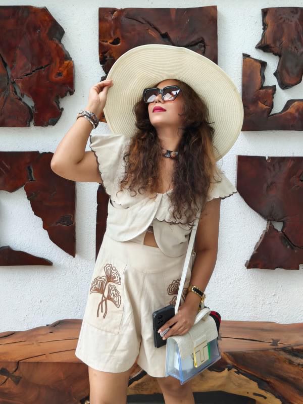 Beige Playsuit With Dori Embroidered Pockets And Scalloped Collar - Western Era Jumpsuits for women