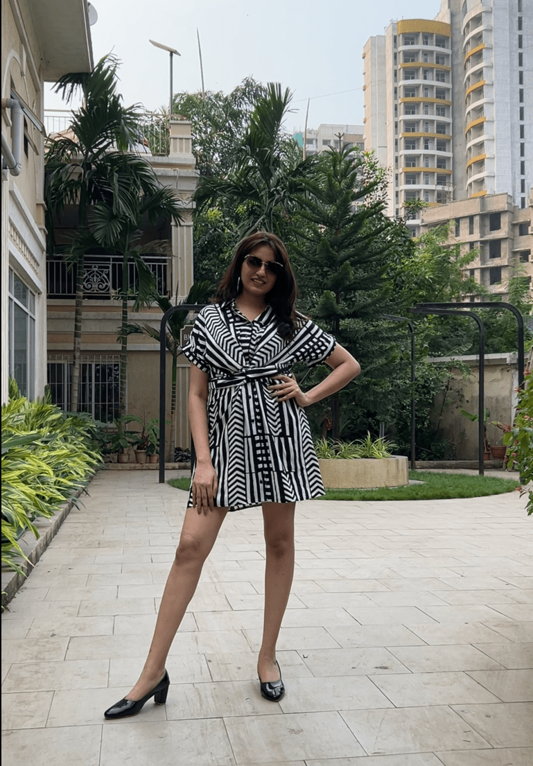 Black and White Wrap Around Dress - Western Era Dresses for women