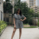 Black and White Wrap Around Dress - Western Era Dresses for women