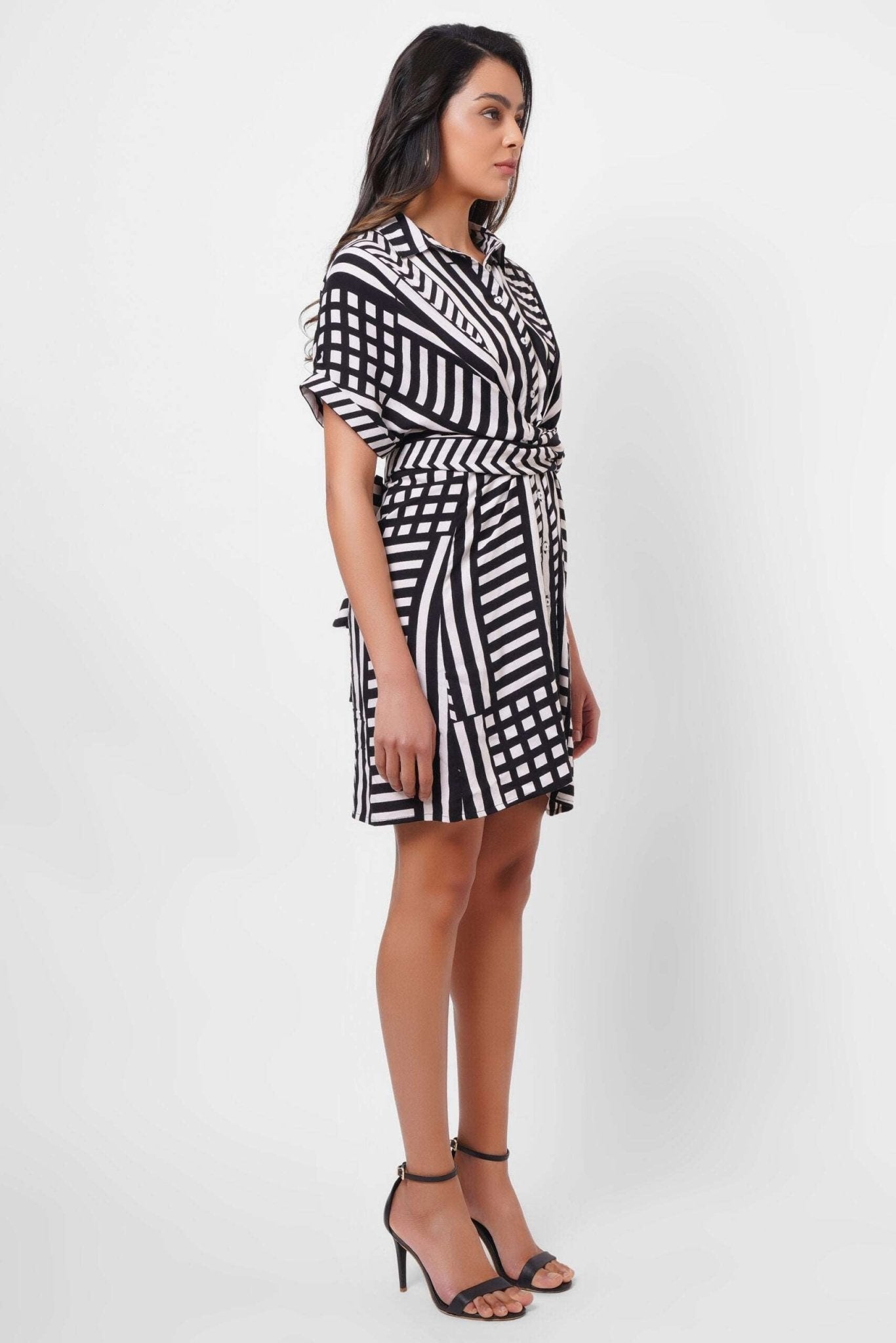 Black and White Wrap Around Dress - Western Era Dresses for women