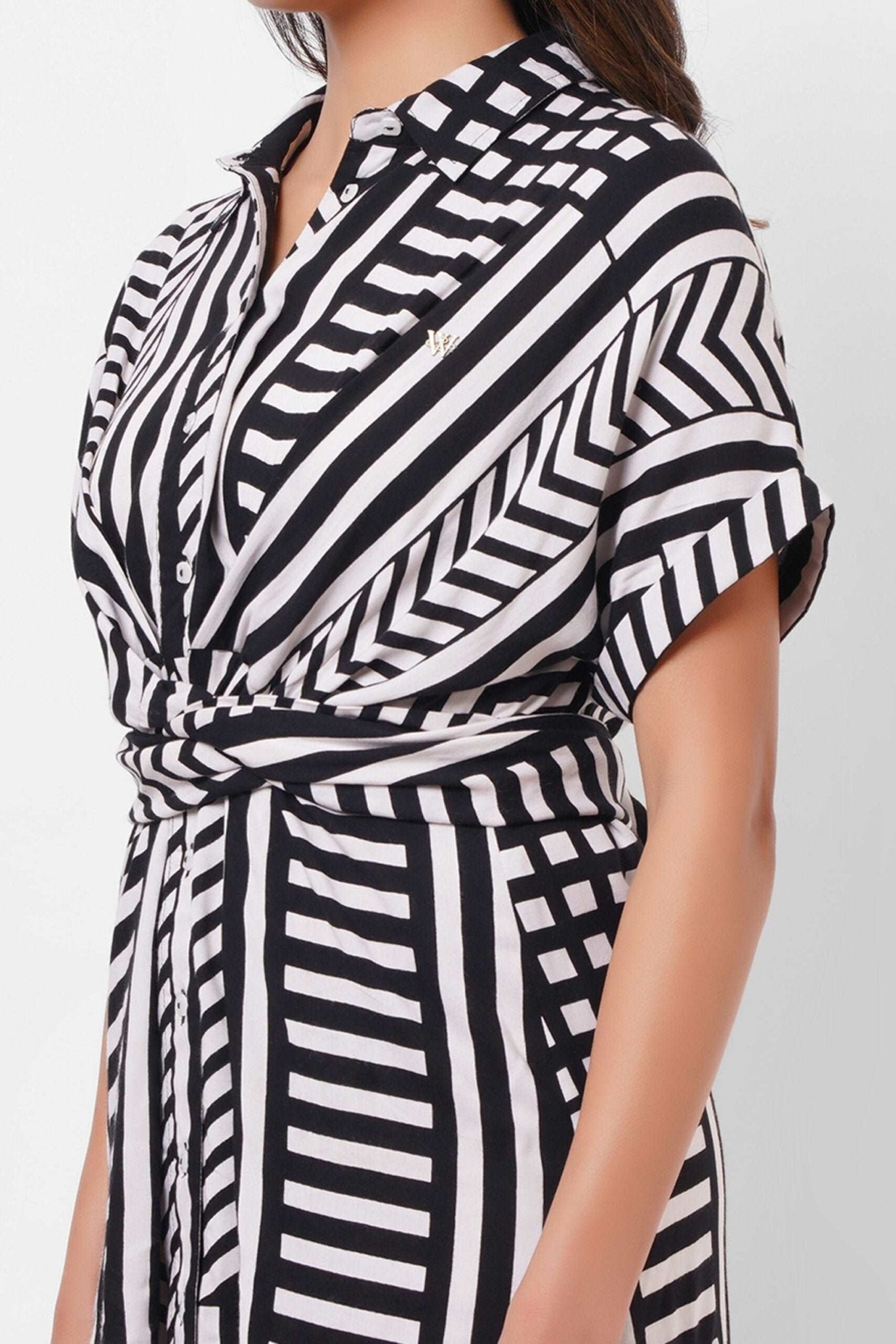Black and White Wrap Around Dress - Western Era Dresses for women