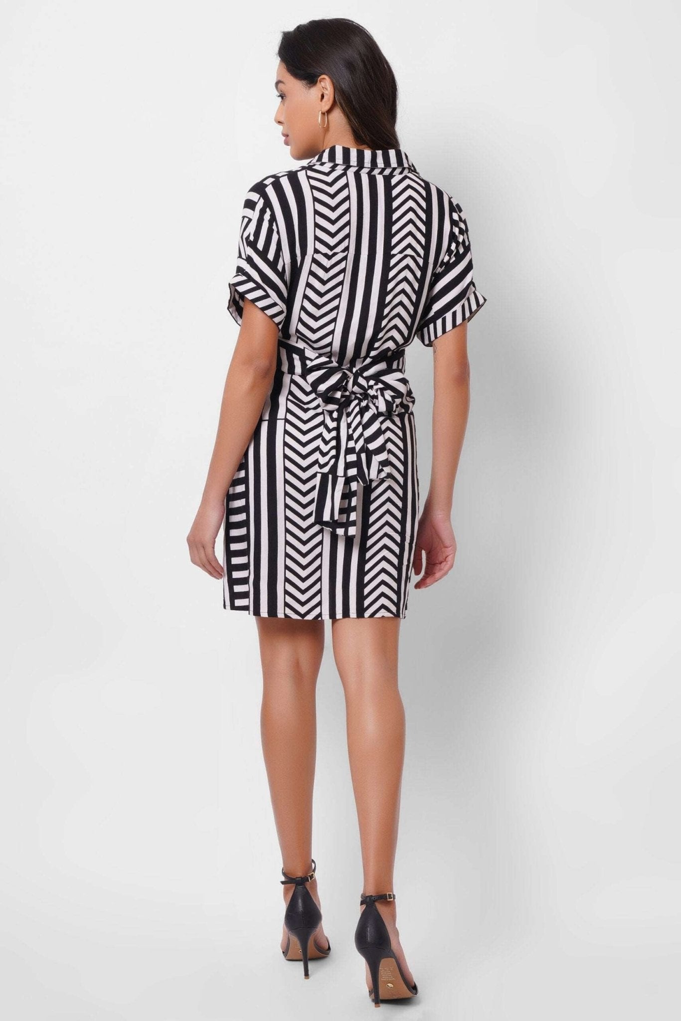 Black and White Wrap Around Dress - Western Era Dresses for women