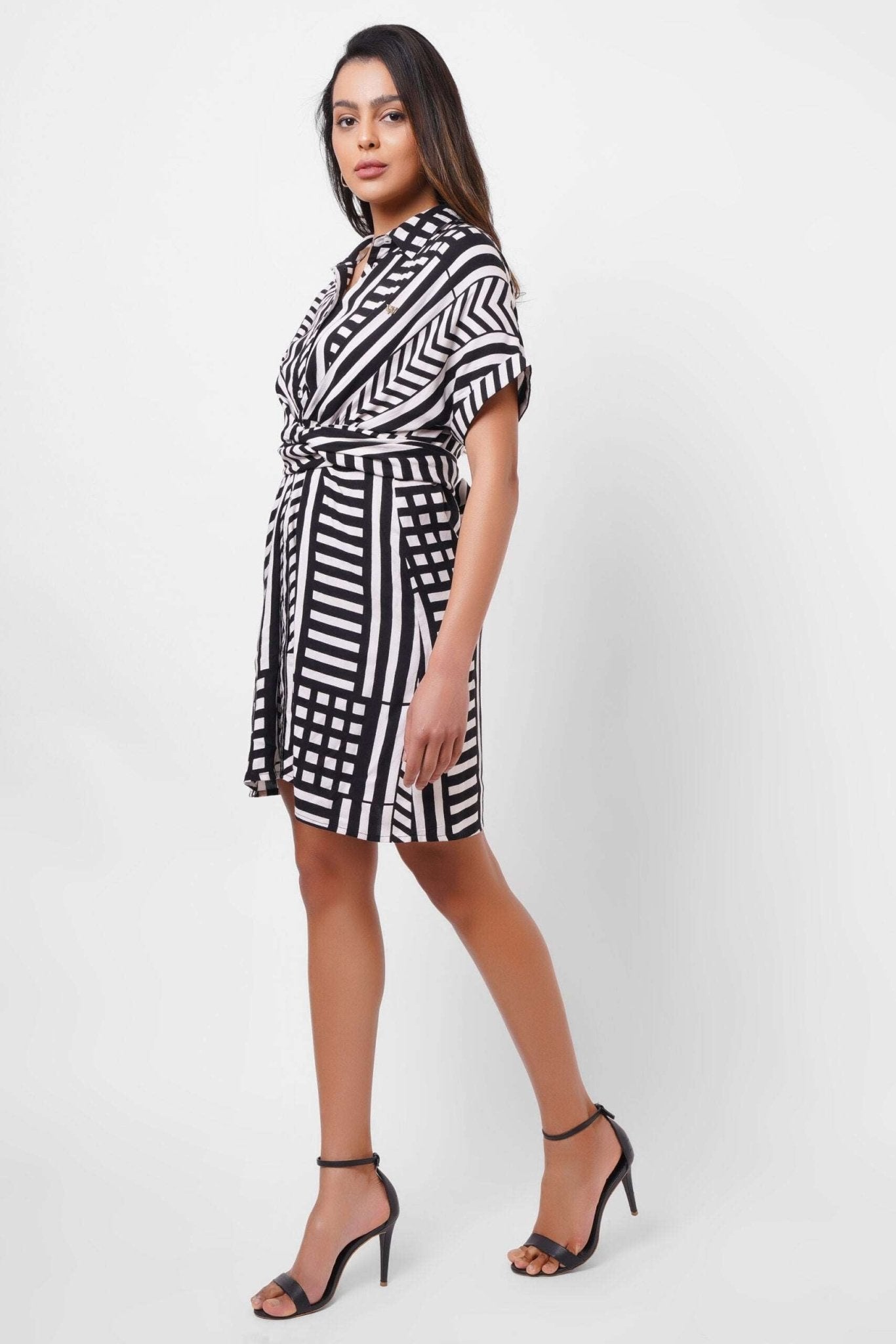 Black and White Wrap Around Dress - Western Era Dresses for women