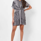 Black and White Wrap Around Dress - Western Era Dresses for women