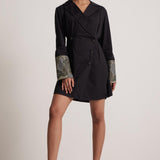 Black Dress Blazer with Zari Embroidered Cuff and Button - Western Era Embroidery for women