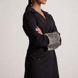 Black Dress Blazer with Zari Embroidered Cuff and Button - Western Era Embroidery for women