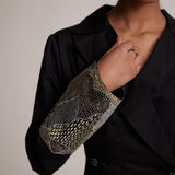 Black Dress Blazer with Zari Embroidered Cuff and Button - Western Era Embroidery for women