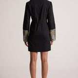 Black Dress Blazer with Zari Embroidered Cuff and Button - Western Era Embroidery for women