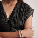 Black lurex Event Wear V - Neck Dress With Front Pin Tucks - Western Era Dresses for women