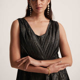 Black Lurex Party Wear Dress With Front Pleats - Western Era Dresses for women