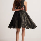 Black Lurex Party Wear Dress With Front Pleats - Western Era Dresses for women