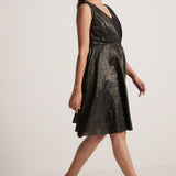 Black Lurex Party Wear Dress With Front Pleats - Western Era Dresses for women