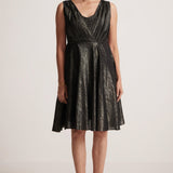 Black Lurex Party Wear Dress With Front Pleats - Western Era Dresses for women