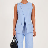 Blue Asymmetric Top Coat - Western Era Tops for women