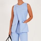 Blue Asymmetric Top Coat - Western Era Tops for women