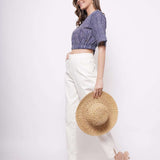 Blue White Pinstripe Crop Top - Western Era Tops for women