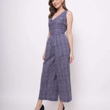 Blue White Pinstripe Sleeveless Jumpsuit - Western Era Jumpsuits for women