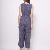 Blue White Pinstripe Sleeveless Jumpsuit - Western Era Jumpsuits for women