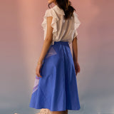 Blue Yin Yang Face Print Skirt - Western Era Bottoms for women