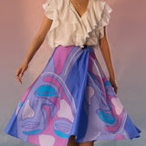 Blue Yin Yang Face Print Skirt - Western Era Bottoms for women