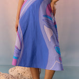 Blue Yin Yang Face Print Skirt - Western Era Bottoms for women