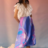Blue Yin Yang Face Print Skirt - Western Era Bottoms for women