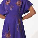Box Pleat Cotton Midi Embroidered Dress - Western Era Dresses for women