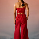 Clam wired top and wide leg pants Co - ord Set - Western Era Tops for women