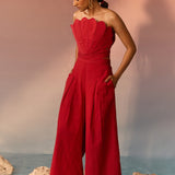 Clam wired top and wide leg pants Co - ord Set - Western Era Tops for women