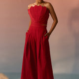Clam wired top and wide leg pants Co - ord Set - Western Era Tops for women