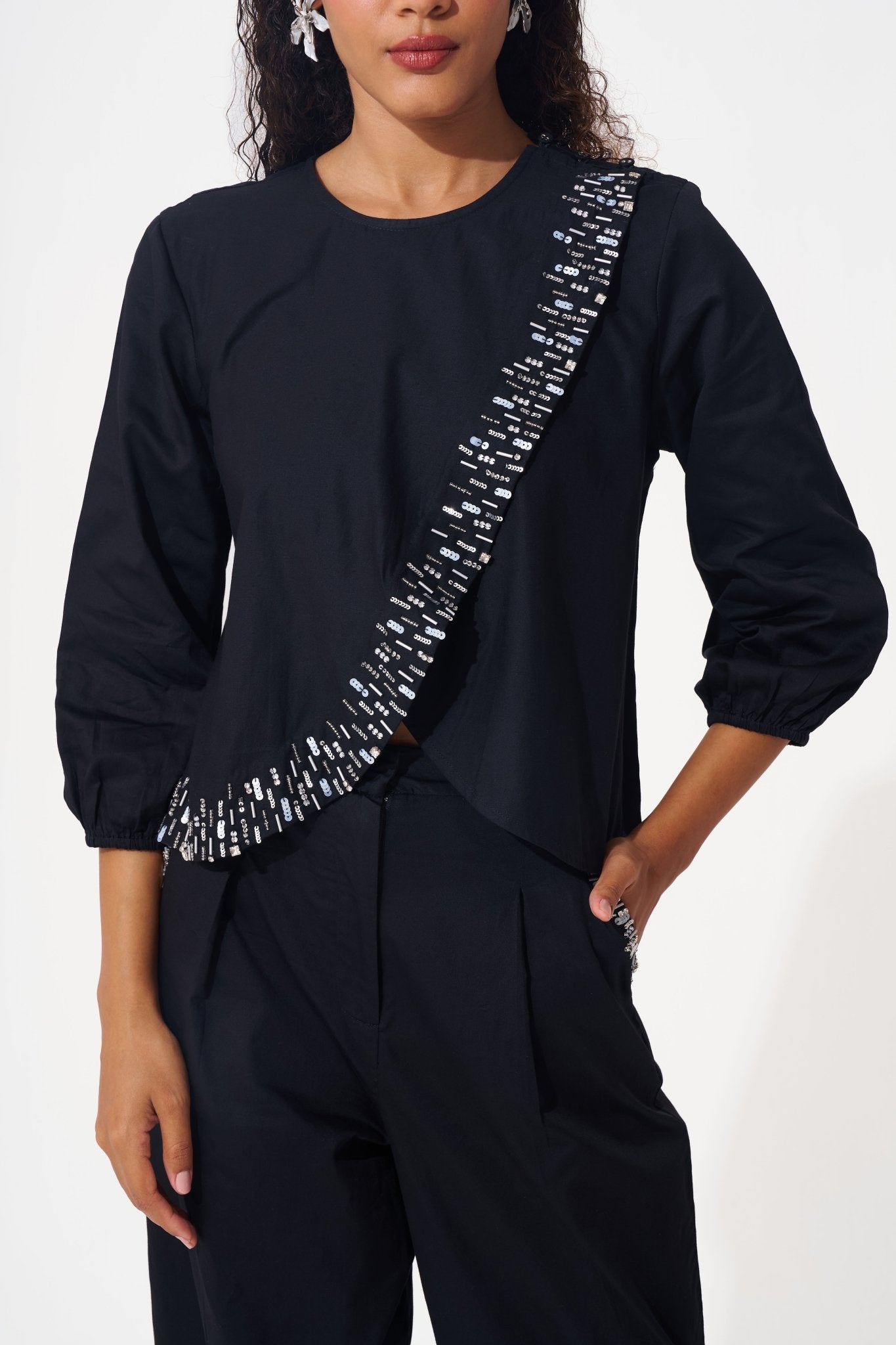 Cotton Co - ord Set with Embellished Border and Pocket - Western Era Cordset for women