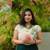 Dori Embroidered Green Linen Top - Western Era Tops for women