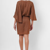 Dori Embroidery Wrap Around Brown Dress - Western Era Dresses for women