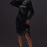Evening Dress with 3D Flowers and Embellished Hem - Western Era Dresses for women