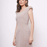 Event Wear Beige Long Dress With Side slit - Western Era Dresses for women