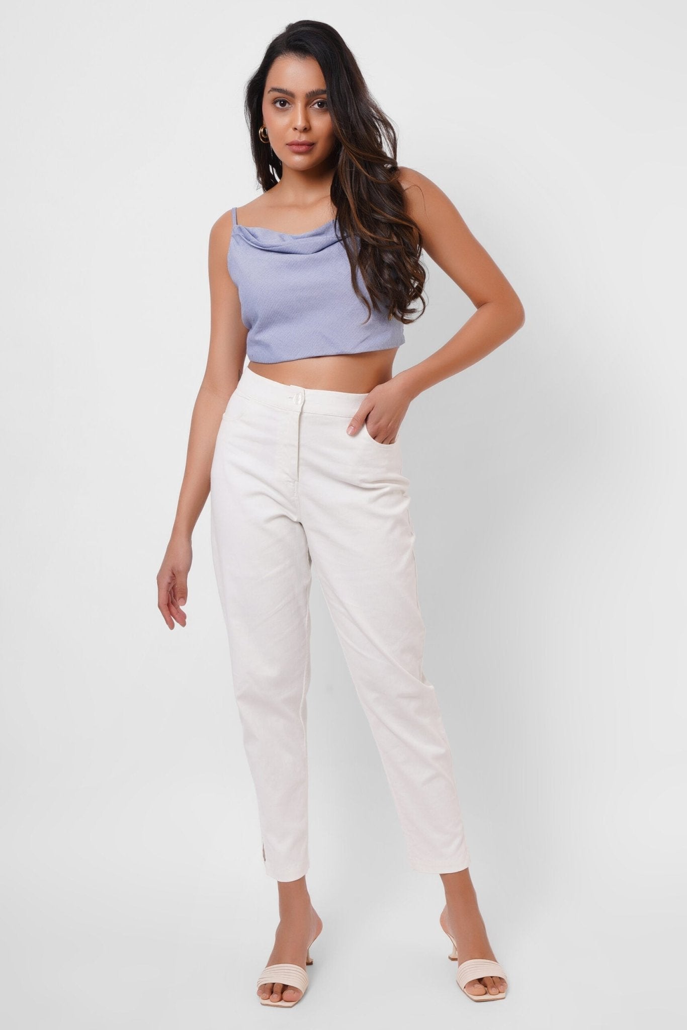 First Date Wear Sleeveless Blue Top With Back Bow - Western Era Tops for women