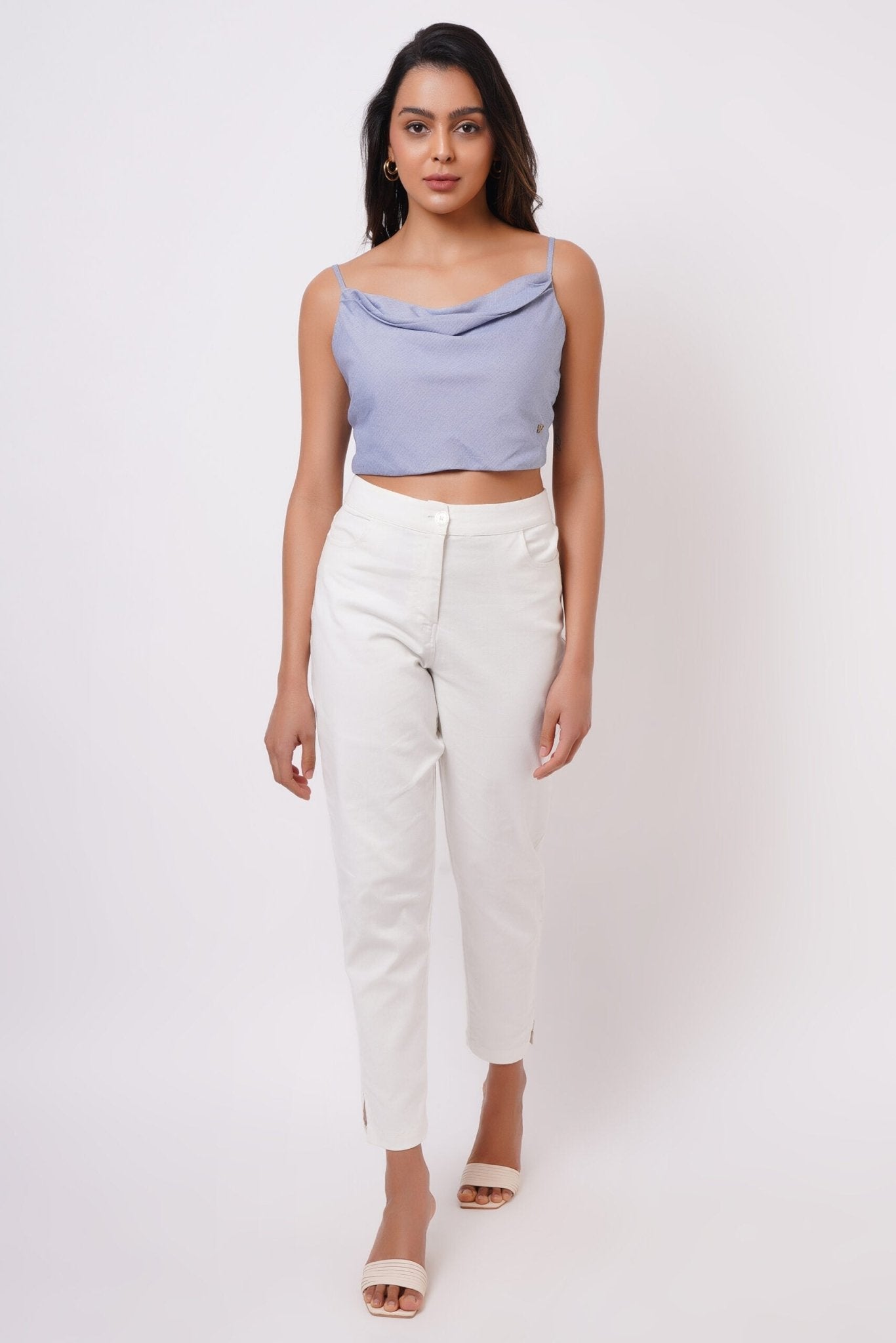 First Date Wear Sleeveless Blue Top With Back Bow - Western Era Tops for women