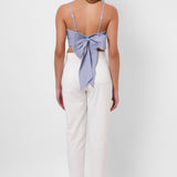 First Date Wear Sleeveless Blue Top With Back Bow - Western Era Tops for women