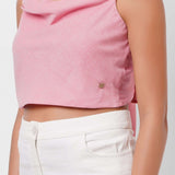 First Date Wear Sleeveless Pink Top With Back Bow - Western Era Tops for women