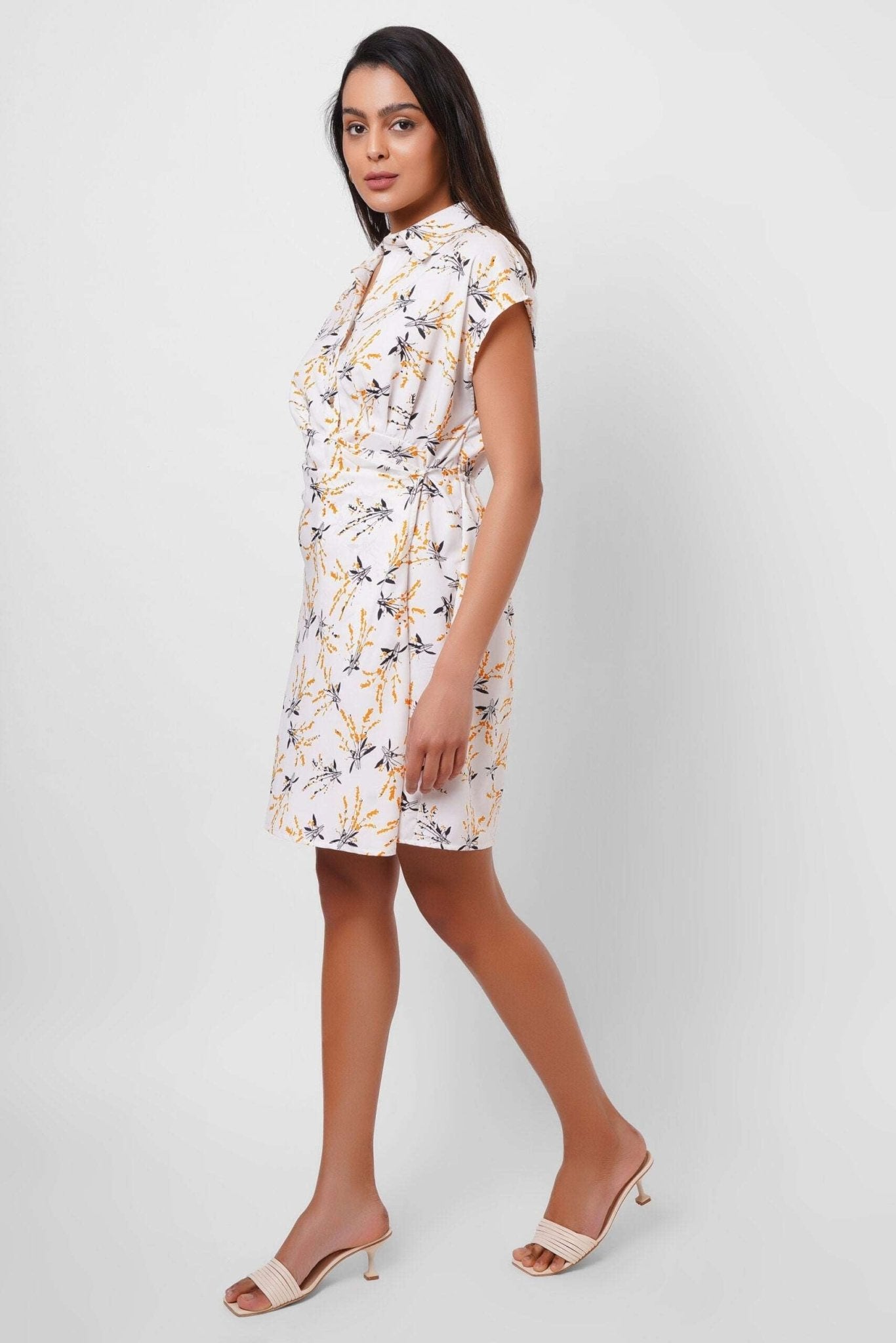 Floral Print Wrap Around Cotton Dress - Western Era Dresses for women